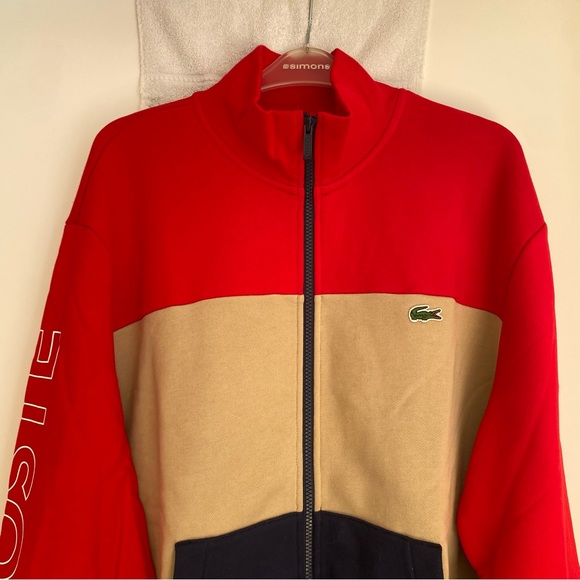 Lacoste Red, Tan, and Black Colorblock Jacket - Picture 2 of 5